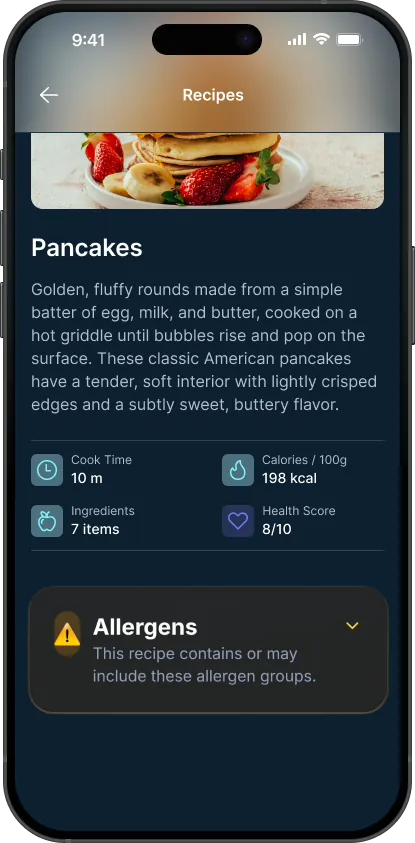 Nutrition Evo app screen